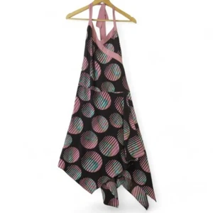 Ted Baker Pure Silk Brown And Pink Asymmetric Dress Geometric/Floral Print UK 14 - Picture 1 of 24
