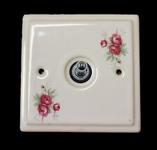 1 x White Porcelain Toggle Switch Sweet Heart Rose Design
