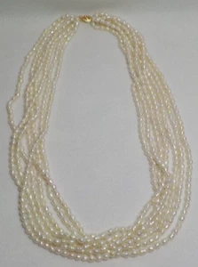 VINTAGE 14K GOLD CLASP MULTI STRAND FRESHWATER PEARL NECKLACE IWI 18 INCH PLUS - Picture 1 of 16