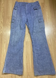 70s VTG Wrangler Heathered Denim Wash Cargo Pocket Bootcut High Waist Fit 28/31 - Picture 1 of 9