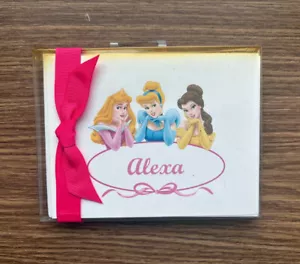 (10-Pack) Disney Princess "Alexa" Personalized Cards Aurora Belle Cinderella - Picture 1 of 9