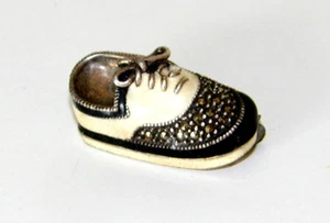 STERLING - MARCASITA - ESMALTE ZAPATO JOGGING BROCHE - Imagen 1 de 1
