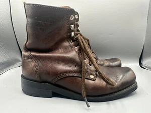 Harley Davidson Schnürstiefel Herren Braun Leder Motorradstiefel Größe 8W. L - Bild 1 von 9
