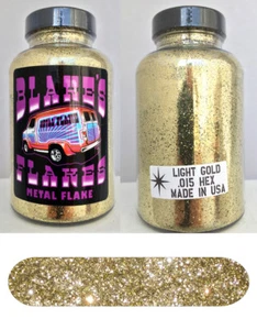 Blakes Metal Flake .015 Light Gold  Hot Rod Custom Paint job automotive 5oz jar - Picture 1 of 2