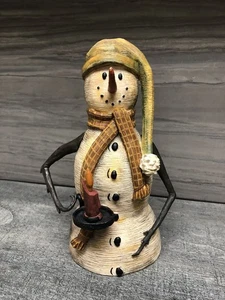 Vintage 98 Blüteneimer Volkskunst rustikal Schneemann Figur signiert C. Palmer - Bild 1 von 10