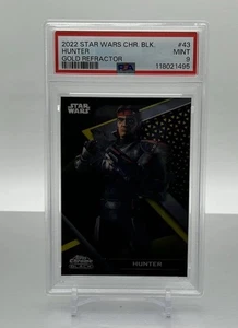 2022 Topps Star Wars Chrome Black 43 Hunter 36/50 Gold Refractor PSA 9 - Picture 1 of 2