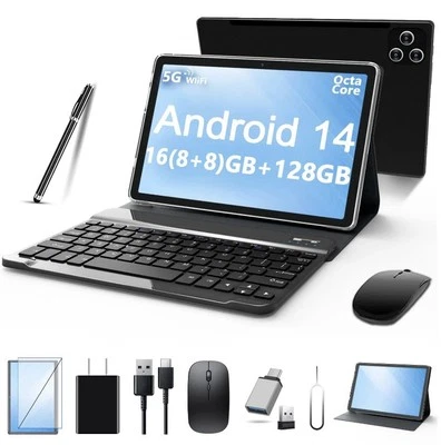 Tablet Android 2025, 10 pulgadas, teclado incluido, 128 GB, octa-core Bluetooth y GPS Foto 1 de 4