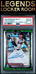 2024 Bowman Draft Chrome Prospect Autographs Cam Caminiti Green Lava PSA 10 - Picture 1 of 2
