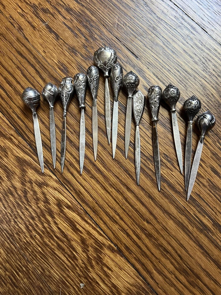 VTG Victorian Sterling Silver Cocktail Picks.  59 Grams. 13 Pieces - Image 1 of 1