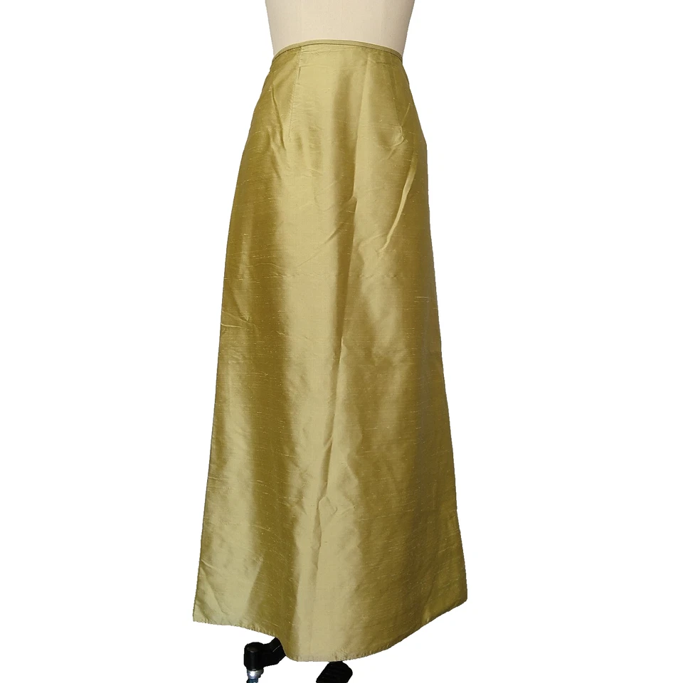 Falda Midi Jessica McClintock Años 90 De Colección Talla 4 Verde Dupioni Seda Baile de graduación Formal Foto 1 de 4