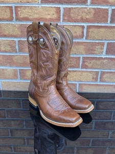 Boulet Blister Cognac Square Toe Brown Leather Cowboy Boots Women’s Size 7.5 C - Picture 1 of 8