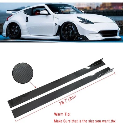 Carbon Fiber 78.7inch Side Skirt Extension Lip Rocker For Nissan 200SX S15 240SX - Imagem 1 de 4