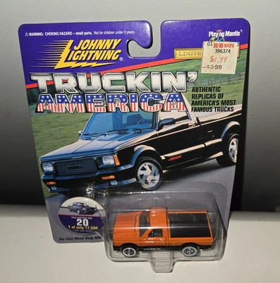 Camioneta Johnny Lightning Truckin America 1991 GMC Syclone diecast naranja 1/64 Foto 1 de 4