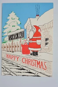 "Santa Halt" Happy Christmas Postcard (Nottingham Forest Rubber Stamped, 1995) - Picture 1 of 2