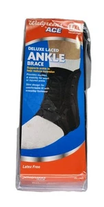 Deluxe Ankle Brace Black LG/XL Laced Free Shipping Latex Free Walgreens  - Picture 1 of 3