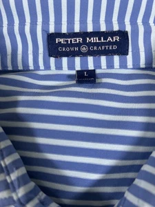Peter Millar Crown Hecho a Mano Para Hombre Polo Grande Rayas Golf Informal Lujo - Imagen 1 de 9
