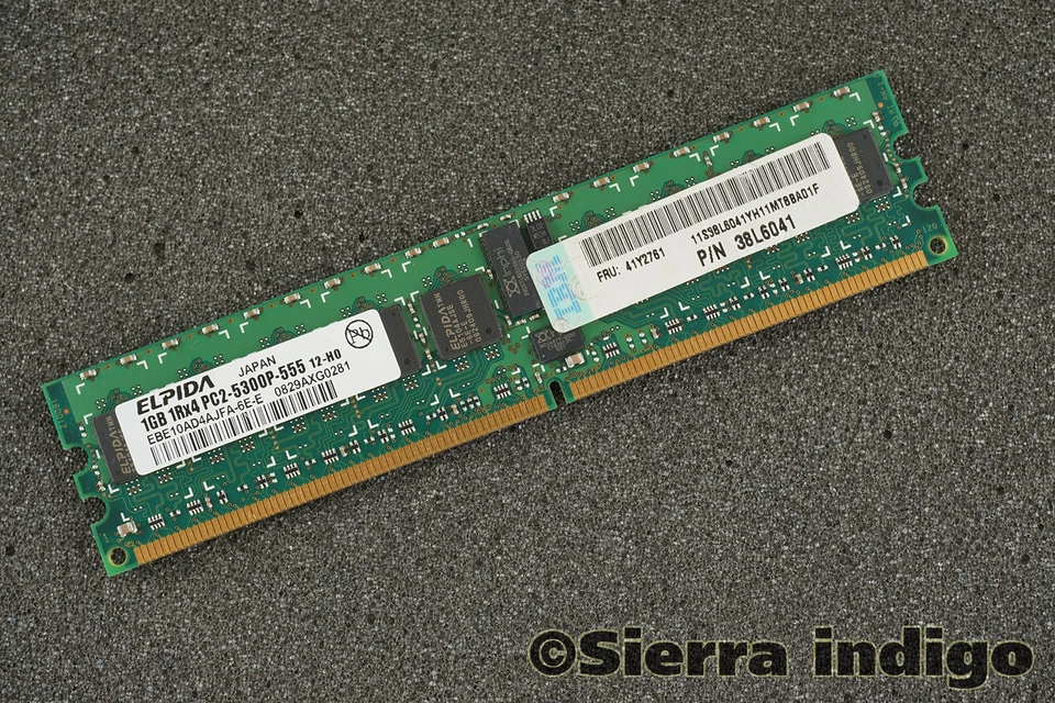Elpida EBE10AD4AJFA-6E-E PC2-5300P-555 1GB Server Memory RAM - Image 1 of 1