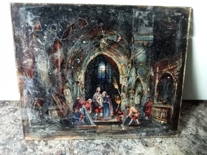 Antique Crystoleum Reverse Painting on Glass (Abalone Shell). - Picture 1 of 12