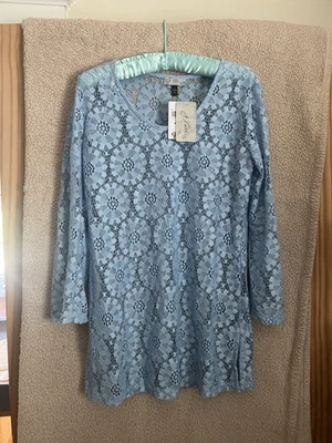 J Valdi Cuello en U Tejido Crochet Traje de Baño Vestido de Encubrimiento Azul Bebé Talla Pequeña, Nuevo con Etiquetas Foto 1 de 4