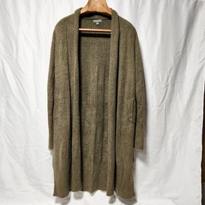 Barefoot Dreams CozyChic Lite Catalina Long Strickjacke gerippt grün Taschen Gr. XL - Bild 1 von 6