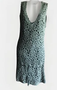 20s Gatsby flapper deco insp Hand crochet dress Sage Green Wedding Party Beach 8 - Picture 1 of 8