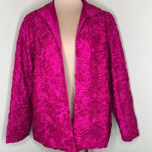 Vtg Grace Chuang Jacket Large Womens Puckered Floral Open Evening Pink Feminine - Picture 1 of 7