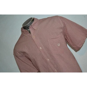 Chaps Ralph Lauren Seersucker Summer Dress Shirt Red Striped Cotton Mens Size XL - Picture 1 of 6