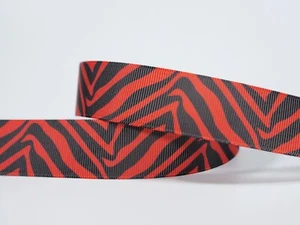 25mm Red Black Zebra Printed Grosgrain Ribbon -- 5yds - Picture 1 of 1