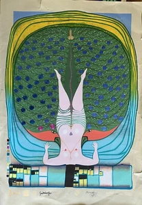 Signiertes Bild HUNDERTWASSER Original-Serigraphie "HOMMAGE À-SONNENSTERN" - Bild 1 von 13