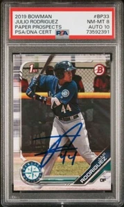 2019 Topps Bowman Prospect Julio Rodriguez RC BP-33 PSA/DNA Autograph 10 PSA 9 - Picture 1 of 1