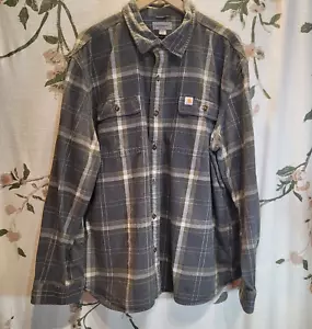 Carhartt Original Fit Flannel Shirt Men's Size 2XL Plaid Grey Green - Picture 1 of 7
