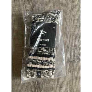 Paper Planes Men's Black Two Toned Marled Stripe Crew Socks - One Size - Picture 1 of 3