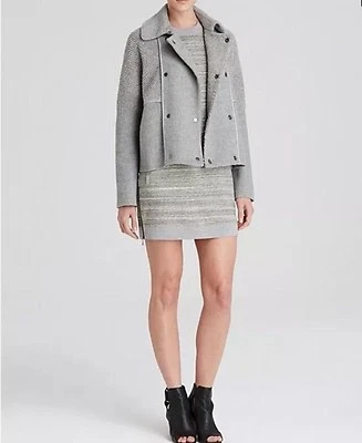 NWT $695 VINCE HEATHER GREY SHERPA BOUCLE PEA COAT SWEATER JACKET Size L - Image 1 of 4