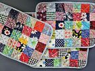 Vintage Colorful Patchwork Square Set Of 4 Cotton Placemats 12" X 16" Well-made 