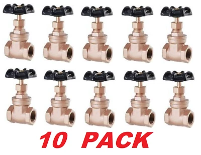 LDR 1/2in Heavy Duty Gate Valve Lead Free Brass Female Thread 125 PSI (10 PACK) - Image 1 of 2