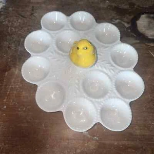 California Pottery Chick Bird Deviled Egg Plate Dish Platter vintage - Picture 1 of 6