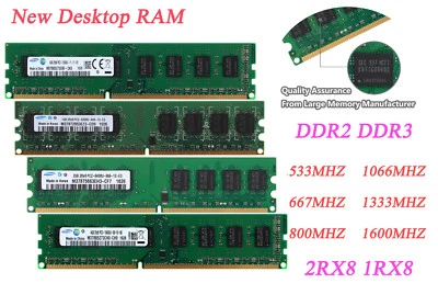 Samsung 1GB 2GB 4 GB DDR2 DDR3 5300U 667 800 1600Mhz Desktop Memory RAM DIMM Lot - Image 1 of 4