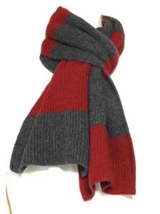 GAP Lambswool Winter Scarf Gray Red Wool Men's - Picture 1 of 3