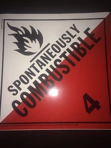Espontáneamente combustible 4 DOT Dangerous Materials Placard 10.75"x10.75" - Imagen 1 de 1