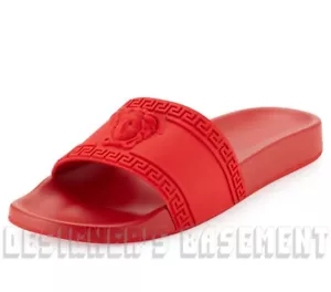 VERSACE mens 42EU 9 US red CARDINAL Medusa slides FLIP-FLOP sandals NIB Authentc - Picture 1 of 8