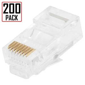 200pcs RJ45 Plug Cat5 Cat5e Cat6 Crimp On Modular For Stranded Cable Wire RJ-45 - Picture 1 of 2