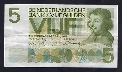 BILLET DE 5 GULDEN DES PAYS BAS DE 1966 @ NEDERLAND BANKNOTE @ BELLE QUALITE !! - Photo 1/2