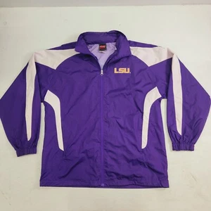Original Stuff Herren lila LSU durchgehender Reißverschluss Roll-Up Kapuze Windbreaker Jacke Gr. L EUC - Bild 1 von 11