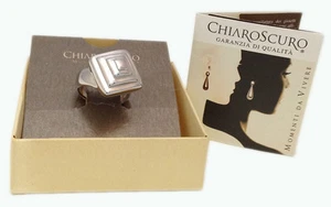 ANELLO CHIARO SCURO GIOIELLI ROMBO PIRAMIDE 17 ARGENTO 925 RING SILVER NUOVO - Picture 1 of 1