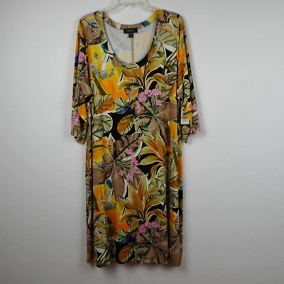Karen Kane Floral Print Dress Women's Plus Size 3X Multicolor A-Line 3/4 Sleeve - Image 1 of 4