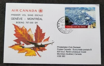 Switzerland Canada First Flight Geneva - Montreal 2009 Cover Airplane (FDC) - Image 1 of 4