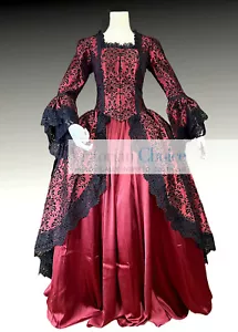 Ren Fair Marie Antoinette Bridgerton Queen Brocade Dress Gown Gothic Costume 143 - Picture 1 of 6