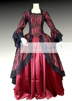 Ren Fair Marie Antoinette Bridgerton Queen Brocade Dress Gown Gothic Costume 143 - Image 1 of 4
