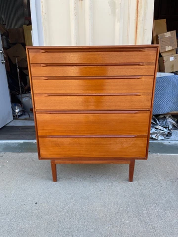 Teak Danish Modern Tall Chest Dresser Fredericia Stolefabrik Mid Century Modern Cover
