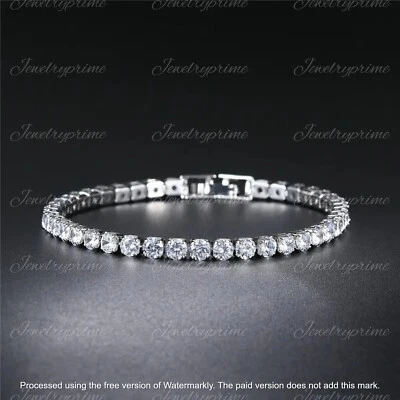 8 Ct Round Cut Lab-Created Diamond Tennis Bracelet 14K White Gold Finish - Image 1 of 2